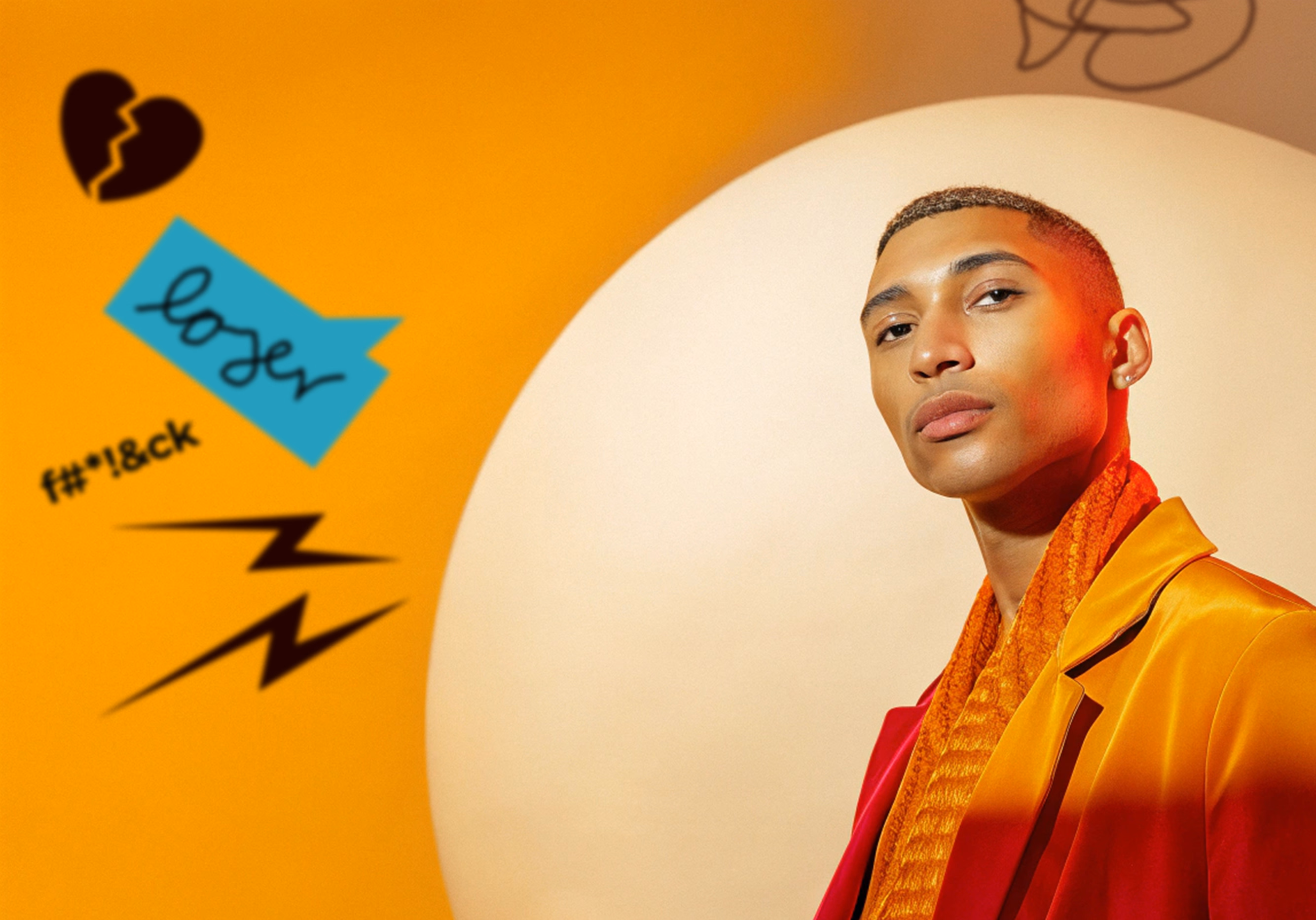 Person im Profil vor lila Hintergrund